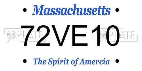 72VE10 Massachusetts License Plate