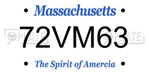 72VM63 Massachusetts License Plate