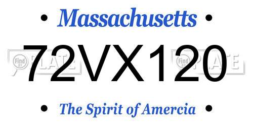 72VX120 Massachusetts License Plate