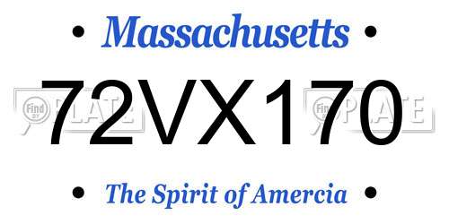 72VX170 Massachusetts License Plate