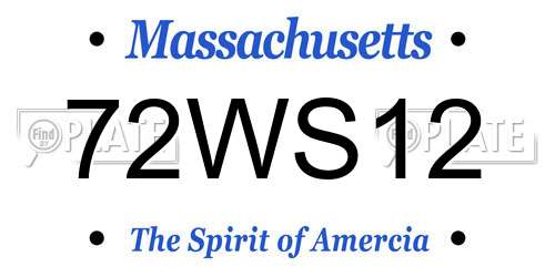 72WS12 Massachusetts License Plate