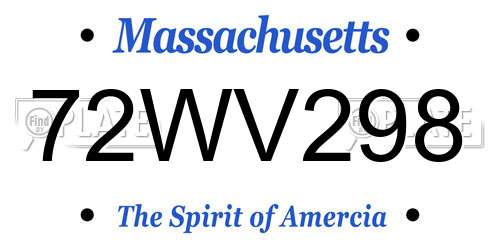 72WV298 Massachusetts License Plate