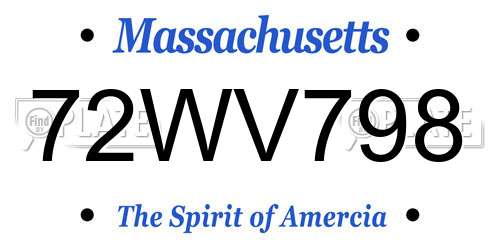 72WV798 Massachusetts License Plate