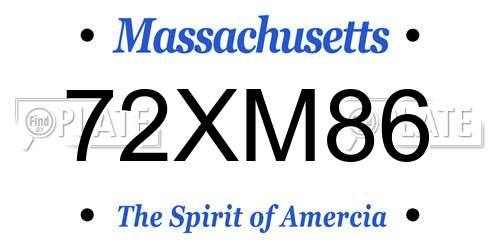 72XM86 Massachusetts License Plate