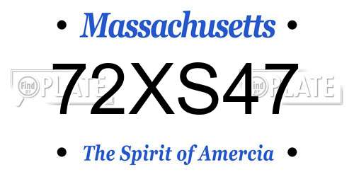 72XS47 Massachusetts License Plate