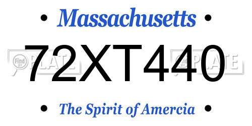72XT440 Massachusetts License Plate