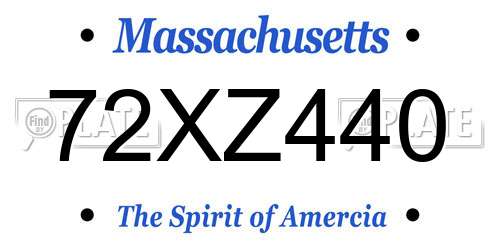72XZ440 Massachusetts License Plate