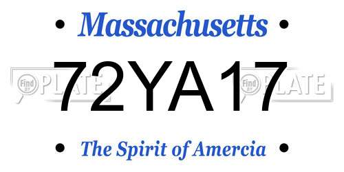 72YA17 Massachusetts License Plate