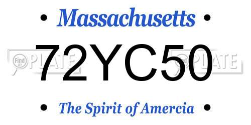 72YC50 Massachusetts License Plate