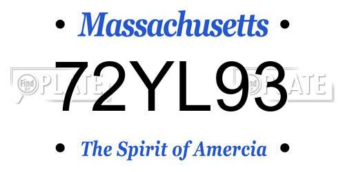 72YL93 Massachusetts License Plate