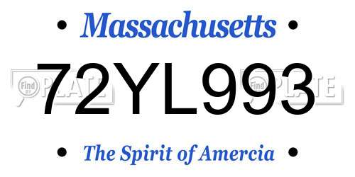 72YL993 Massachusetts License Plate