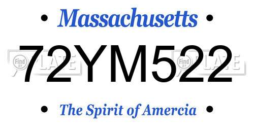 72YM522 Massachusetts License Plate