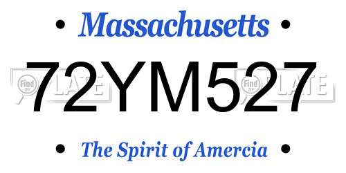 72YM527 Massachusetts License Plate