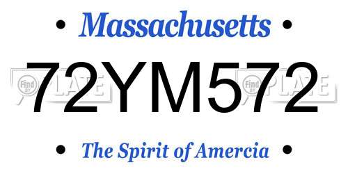 72YM572 Massachusetts License Plate