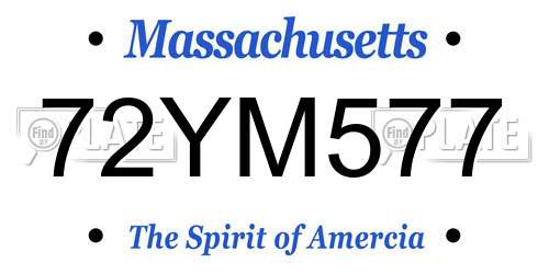 72YM577 Massachusetts License Plate