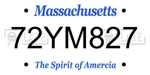 72YM827 Massachusetts License Plate