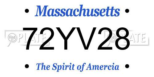 72YV28 Massachusetts License Plate