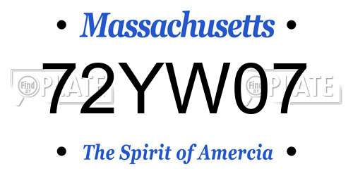 72YW07 Massachusetts License Plate