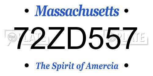 72ZD557 Massachusetts License Plate