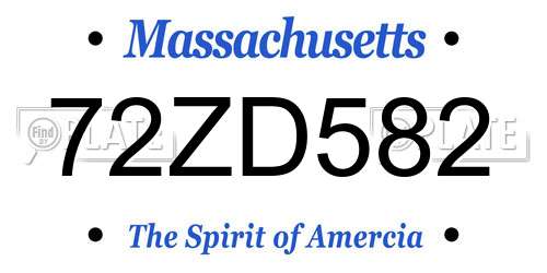 72ZD582 Massachusetts License Plate
