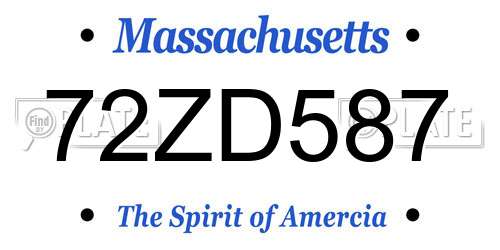 72ZD587 Massachusetts License Plate