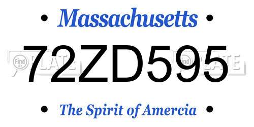 72ZD595 Massachusetts License Plate