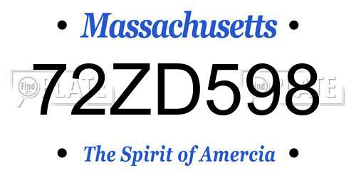 72ZD598 Massachusetts License Plate