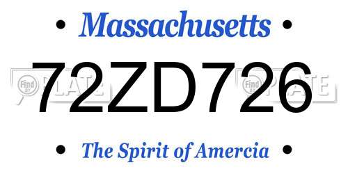 72ZD726 Massachusetts License Plate