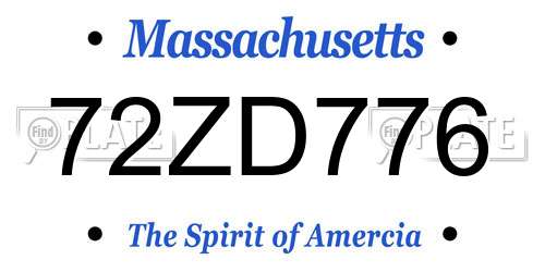 72ZD776 Massachusetts License Plate