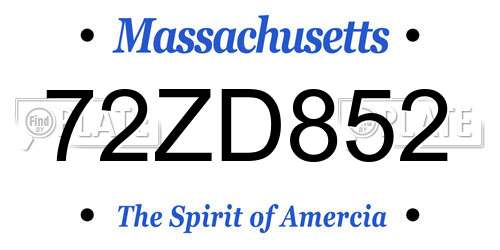 72ZD852 Massachusetts License Plate
