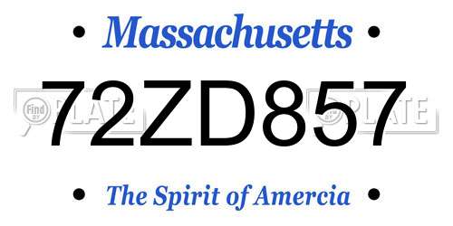 72ZD857 Massachusetts License Plate
