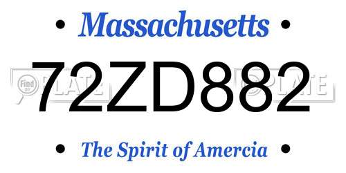 72ZD882 Massachusetts License Plate
