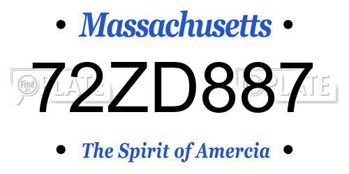 72ZD887 Massachusetts License Plate