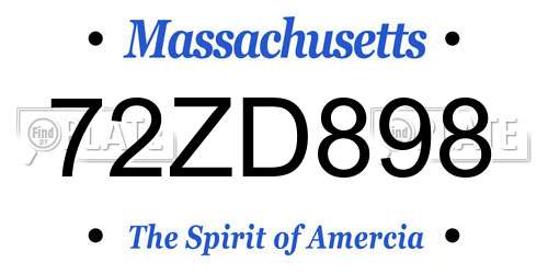 72ZD898 Massachusetts License Plate