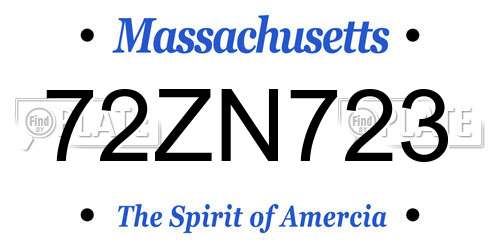 72ZN723 Massachusetts License Plate