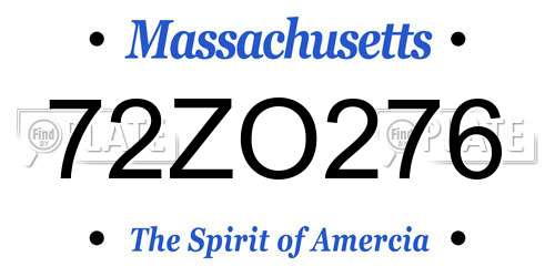 72ZO276 Massachusetts License Plate