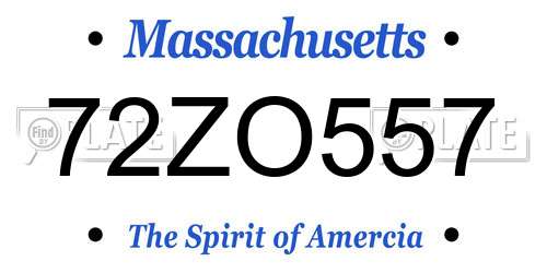 72ZO557 Massachusetts License Plate