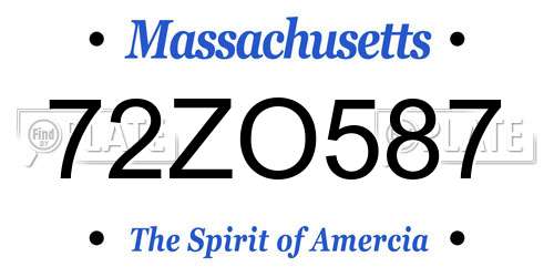 72ZO587 Massachusetts License Plate
