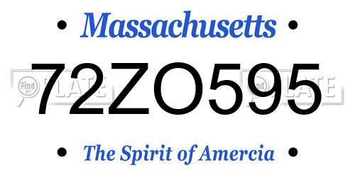 72ZO595 Massachusetts License Plate