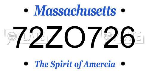 72ZO726 Massachusetts License Plate
