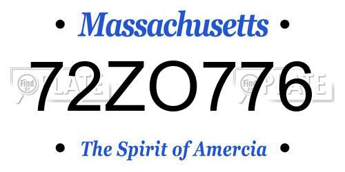 72ZO776 Massachusetts License Plate
