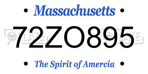 72ZO895 Massachusetts License Plate