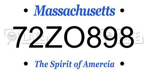 72ZO898 Massachusetts License Plate