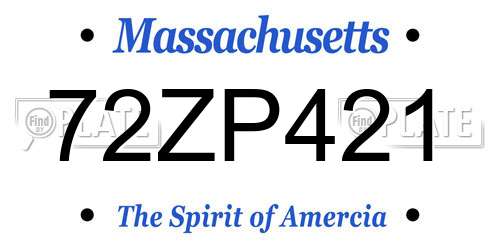72ZP421 Massachusetts License Plate