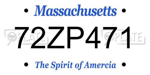 72ZP471 Massachusetts License Plate