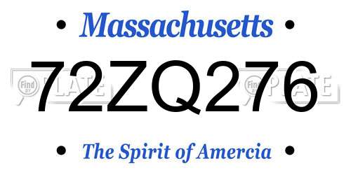 72ZQ276 Massachusetts License Plate