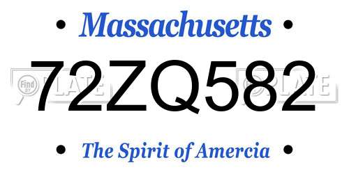 72ZQ582 Massachusetts License Plate