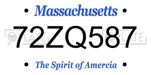 72ZQ587 Massachusetts License Plate