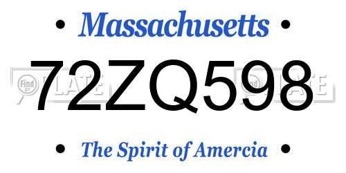 72ZQ598 Massachusetts License Plate