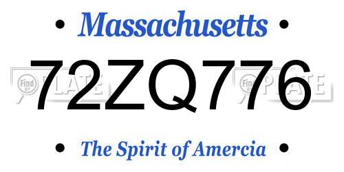 72ZQ776 Massachusetts License Plate